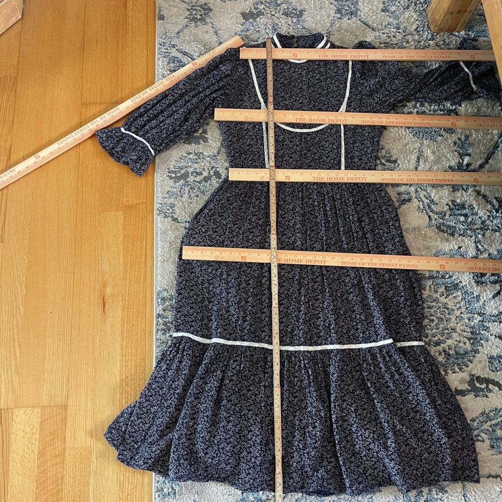 Anthropologie Meadows Amaryllis Floral Dress Navy Cotton Prairie Cottagecore 10 - Picture 8 of 14